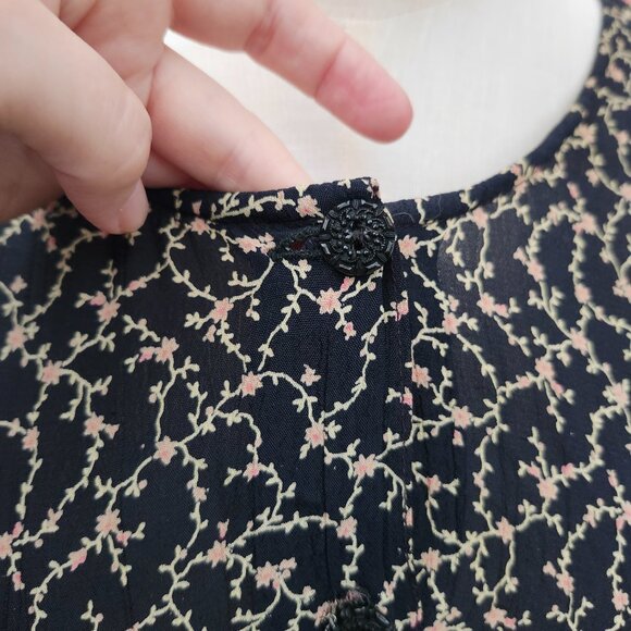 Vintage 1990's Black Floral Rayon Maxi Dress by Putumayo - Picture 4 of 13